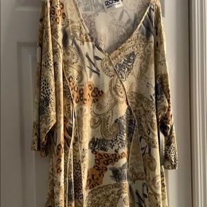 Boho Hanky Hem Tunic leopard tunic top 3x